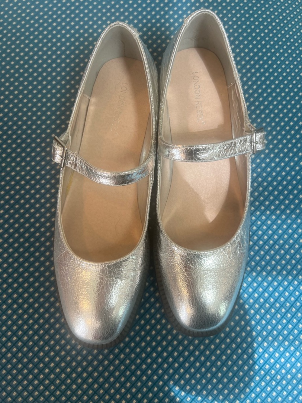 London Rebel Size 9 Silver Chunky Mary Jane Low Heels - Picture 6 of 8